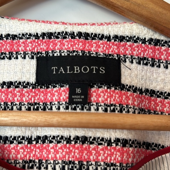 Talbots White & Pink Zip Up Fringe Jacket Like New - Picture 8 of 9